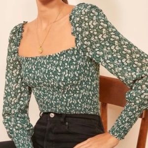 Reformation Pinto Long Sleeve Top Smocked Floral